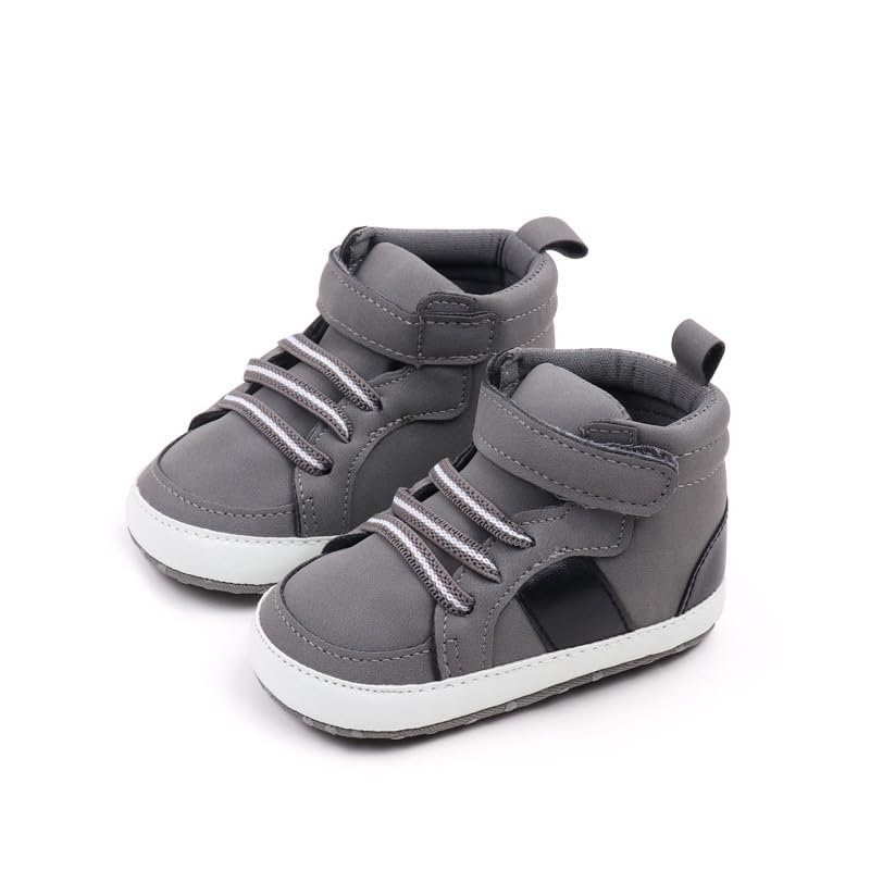 Baby Boys High Top Ankle Sneakers, Newborn Infant First Walkers Shoes
