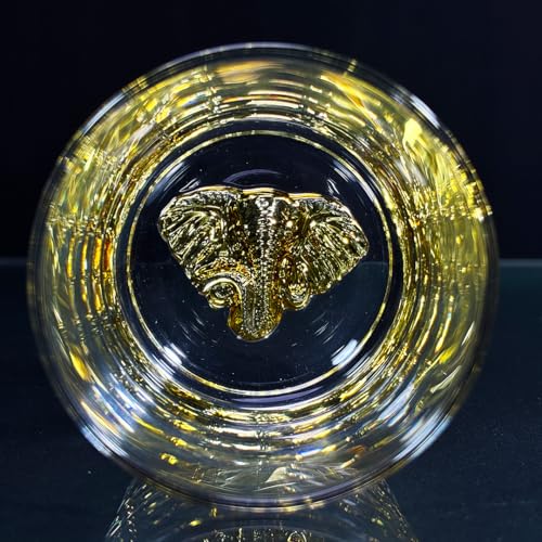 Image of Melbify Gold Elephant Whiskey Glass Gift Set | 4 Pc Set | 300 ml | Ultra Premium | Gold-Bottomed | Imported | Luxurious | Ideal for Wedding Gifts, Anniversary, VIP and Corporate Gifts