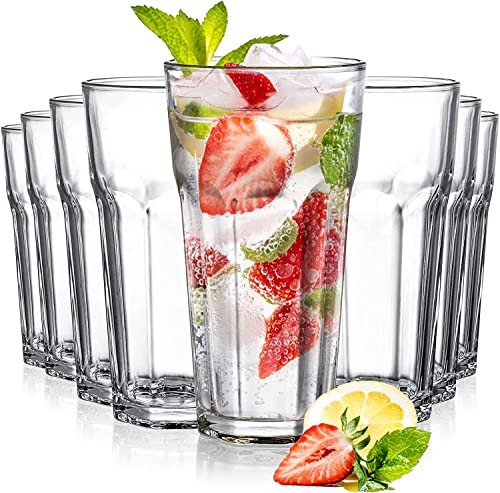 Image of bellemax 400 ML Drinking Glasses, Highball Lead-Free Glasses, Tumblers for Mixed Drinks, Water, Juice, Beer, Cocktail and Mixed Drinks (6)