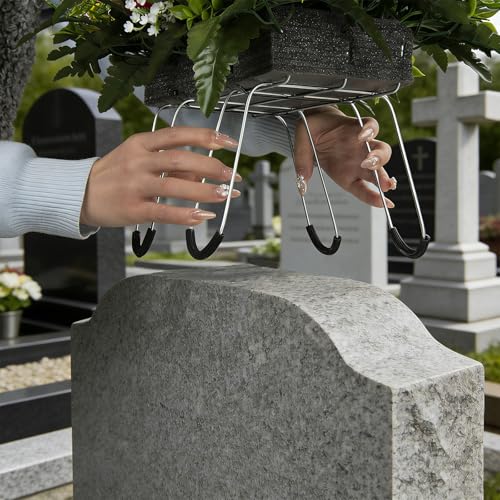 Artificial Cemetery Flowers Saddle Grave Memorial Rose Flowers Saddle for Cemetery Headstones Gravesites Decoration (White&Red&Yellow) image 5