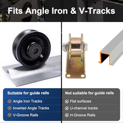 Image of 4 inch x 2 inch V-Groove Steel Wheel, 7 /8 inch Wide 90 Groove Fits 1 inch Angle Iron Track, Heavy Duty Industrial Track Wheel with Relief Groove, High Load Capacity(1 Pack)
