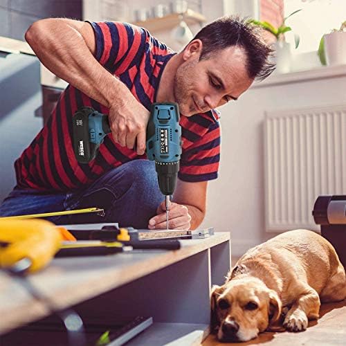 Cordless Drill, WESCO 18V 2.0Ah Power Combi Drill Kit with Li-ion Battery and Charger, Electric Screwdriver Set, 21+1 Clutch, Variable Speed, Carry Bag with 13 Piece Accessory Kit, LED Light