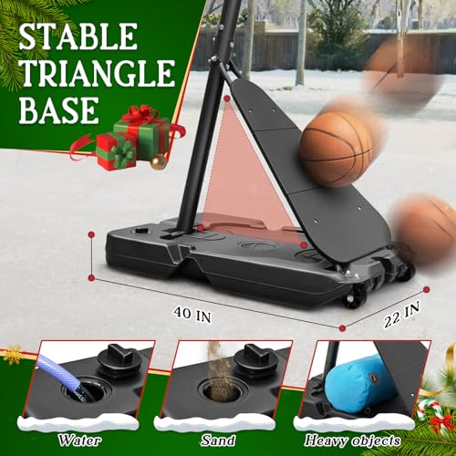 Seray Basketball Hoop Outdoor 40Inch Backboard, 3.4-10FT Adjustable Height and Larger Base, Portable Basketball Goal System for Adults Outdoor/Indoor/Driveway/Garage - Thumbnail 5