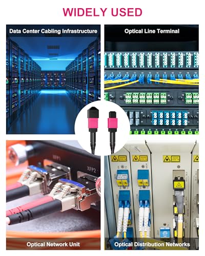 Image of OM4 MPO /MTP Fiber Patch Cable 1M /3.3FT 4 Pack, 12 Core Strand 40G /100G /200G,UPC Type B Female LSZH-50 /125μm Multimode MPO Fiber for QSFP+ /QSFP28 Transceivers (OM3 / 8 Core Compatiable)