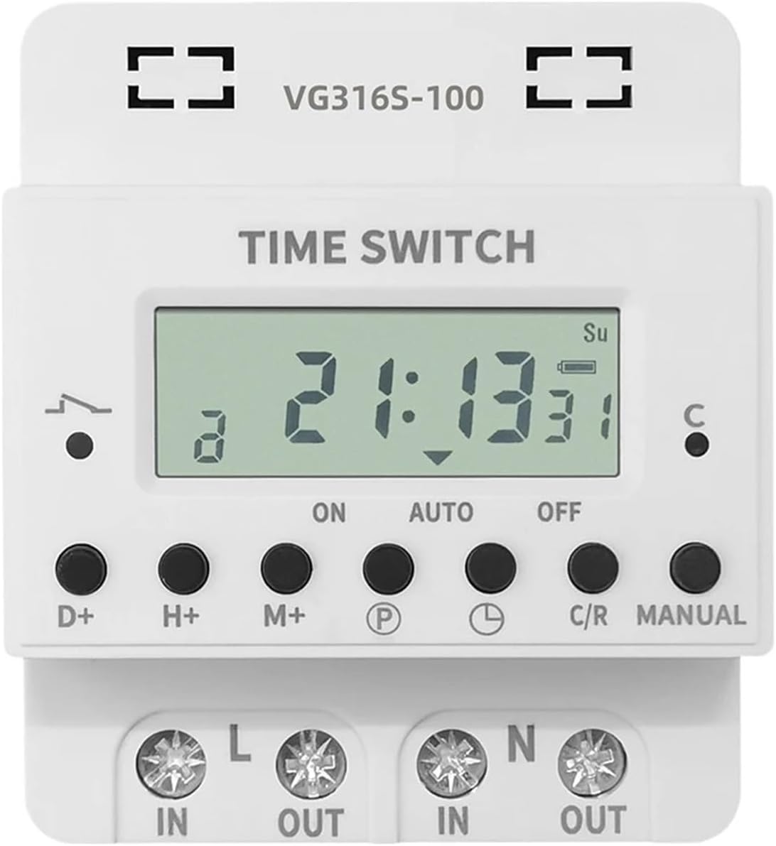 1pc Timer 220V 60A-100A, Digital Timer Switch Relay, Weekly 7 Days Electronic Programmable Timer(60A)