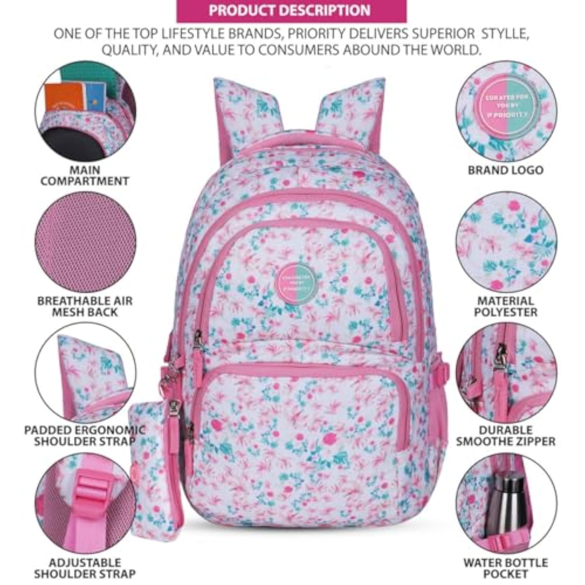 Boys' & Girls' Casual 19 Inch Alfa PU College Backpack, Mint Green