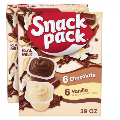 Snack Pack Chocolate and Vanilla Pudding Cups FamilyPack, 3.25 Ounce (Pack of 24)