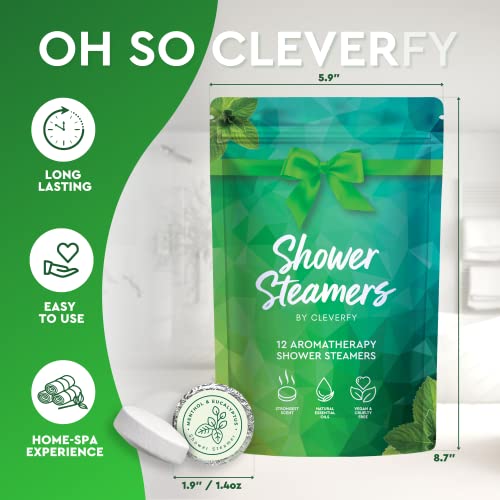 Cleverfy Aromatherapy Shower Steamers - Pack Of 12 Menthol & Eucalyptus Shower Bombs With Essential Oils For Relaxation And Nasal Congestion. Green Set #TOP1