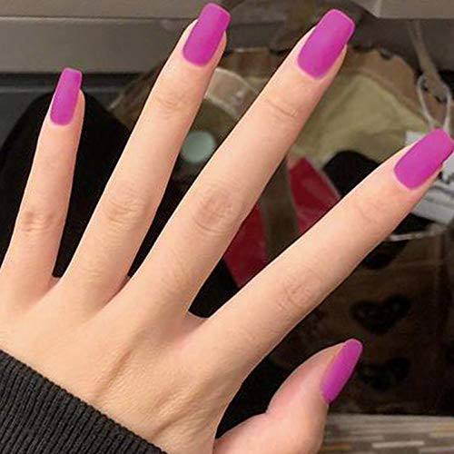 Chicque False Nails Matte Full Cover Medium Square Fake Nails Ballerina Party Press on Nail for Women and Girls 24Pcs (Pink) (Pink)