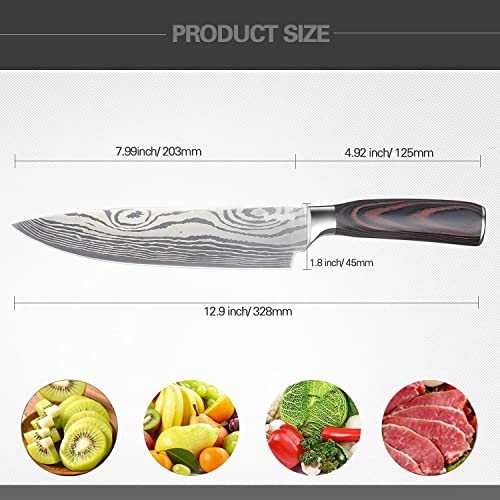 Image of HARI Japanese Chef Knife Set | Professional 8 Inch Chef Knife & Paring Knife | 7Cr17 High Carbon German Stainless Steel with Pakkawood Handle | Hammered Blade, Ultra-Sharp, Gift Box - Brown