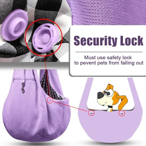 Image of Tomkas Small Dog Sling Carrier - Zipper Pocket & Adjustable Strap - for 3-10 lbs Pets(Light Purple)