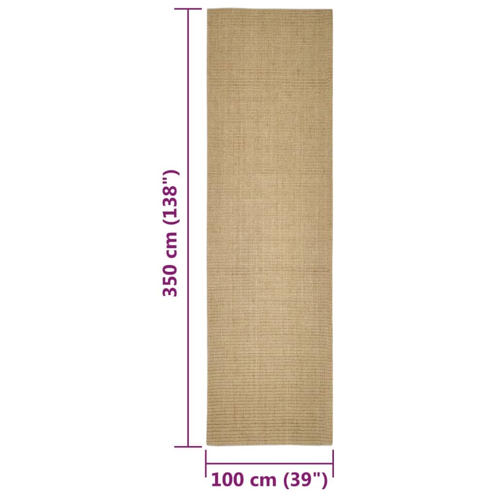 Alfombra de sisal para árbol rascador 100 x 350 cm, 100 % sisal, parte trasera de látex antideslizante, accesorio de repuesto para muebles de gatos, interior, cuidado de las garras y montaje