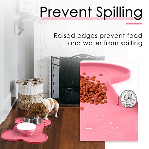 Super-Design-Dog-Food-Mat-Dog-Bowl-Mat-for-Food-and-Water-Silicone-Non-Spill-Cat-Feeding-Mat-Puppy-Placemat-Waterproof-205-x-145-Pink Super Design Dog Food Mat Dog Bowl Mat for Food and Water Silicone Non Spill Cat Feeding Mat Puppy Placemat Waterproof 205 x 145 Pink