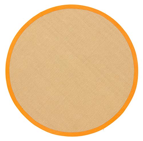 CarpetFine Tapis Sisal Rond Orange Ø 120 cm | Tapis Moderne pour Le Salon et la Chambre à Coucher