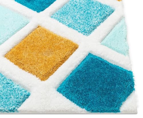 Image of Designer Shaggy Runner - 2x6 ft Soft Rug for Entryway and Living Room with Modern Pattern and Cozy Feel