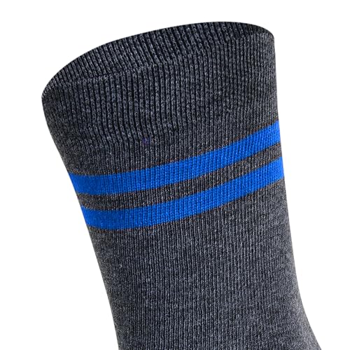 Image of Woolen Grey Color with Royal Blue Stripes Calf Length School Socks for Boys & Girls (Pack of 5 Pairs)