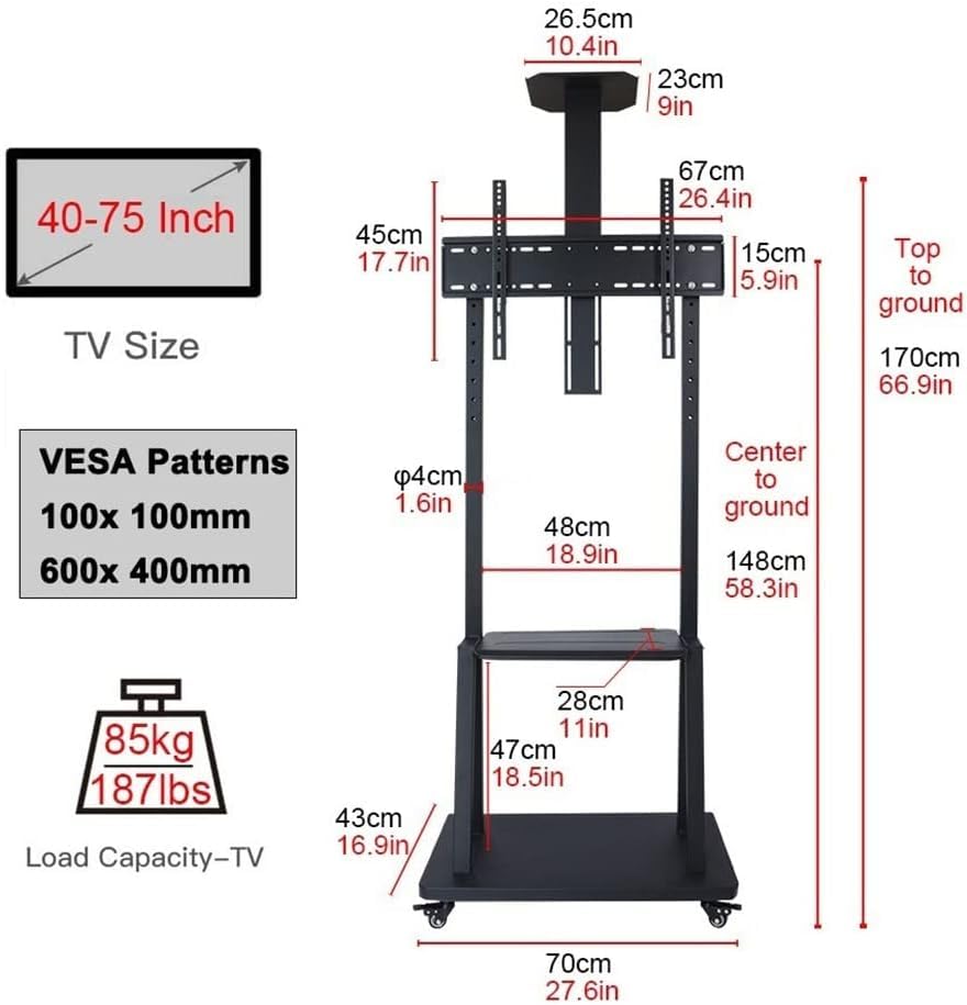 Soporte Móvil para TV con Ruedas y Estante de Almacenaje miniatura 2