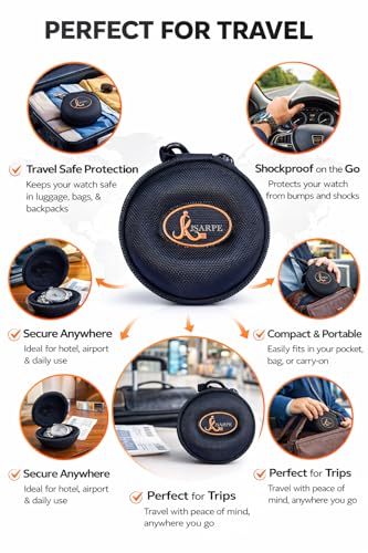 Image of Armor-Shell Watch Travel Case - Crush-Resistant Single Watch Box with Scratch-Guard Zipper & Carabiner | Shockproof Portable Organizer for Luxury, Mechanical & Smartwatches Up to 54mm