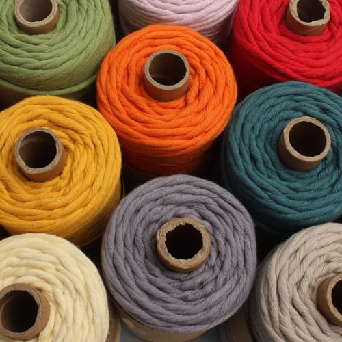 Cuerda de macramé de 4 mm con algodón trenzado suave y resistente para colgar maceteros 5