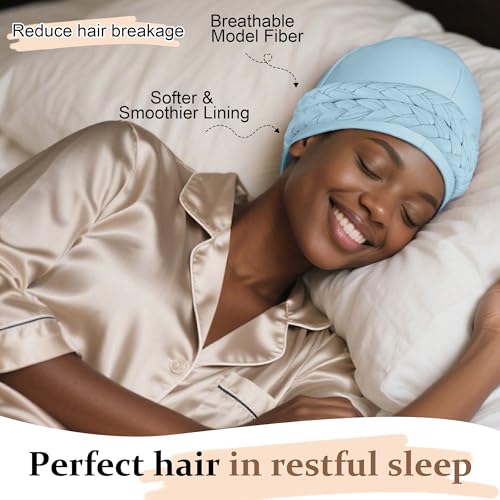 Image of Ababalaya Adjustable Satin Lined Turban for Women Mens Halo Turban Silky Lined Head Wraps for Waves Braids Locs Sleep Cap