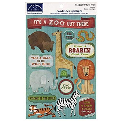 KAREN FOSTER Design Acid and Lignin Free Scrapbooking Sticker Sheet, It's A Zoo Out There