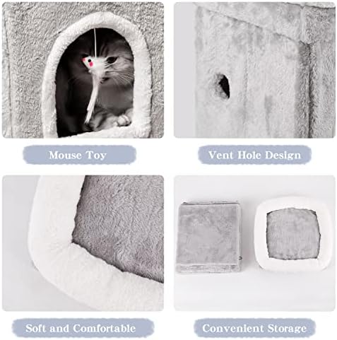 Cat Beds Pet Beds Collapsible Cat House Cat Cave Pet Bed Cat House Dog Bed Cat supplies Pet supplies (Small, Grey1)