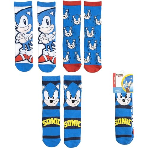 CERDÁ LIFE'S LITTLE MOMENTES / 3 Calcetines Sonic Cómodos y Suaves con Diseños Divertidos para Fans de Sonic – Talla 35-38