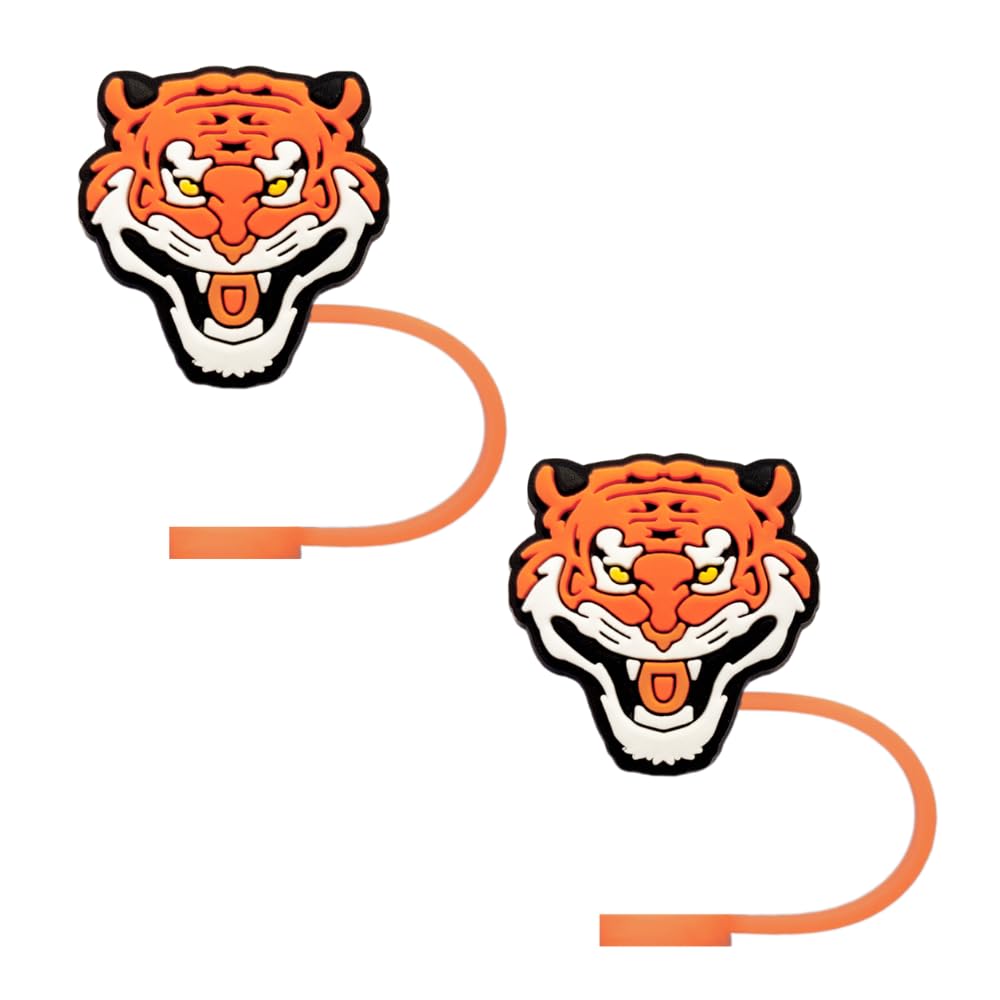 Tiger Silicone Straw Covers for Stanley Cup, Reusable, Cute Toppers Accessories for Tumblers, 2PCS Decorative & Personalized Straw Cover Cap (a)