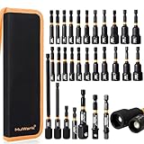 MulWark 29 Piece Magnetic Nut Driver Set, Impact drill socket adapter, SAE, and Metric Nut Driver Set Includes Magnetic Bit Holder, Quick Release Extension with Storage Bag – Christmas Gift