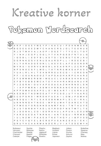 Image of Kreative Korner Pokemon Activity Book for Kids, A5 Size 14.5 x 20.5 cm, Colouring Pages and Word Search (Alphabet Adventure)