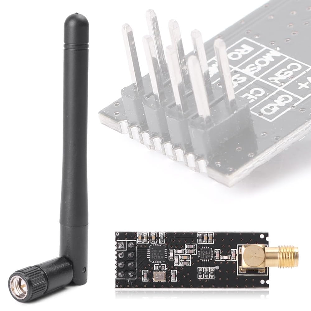Hexonix NRF24L01+ PA+LNA 2.4GHz Wireless Transceiver Module with SMA Antenna – 1000M Long-Range Communication, Multi-Channel Power Amplifier RF Module (Black)