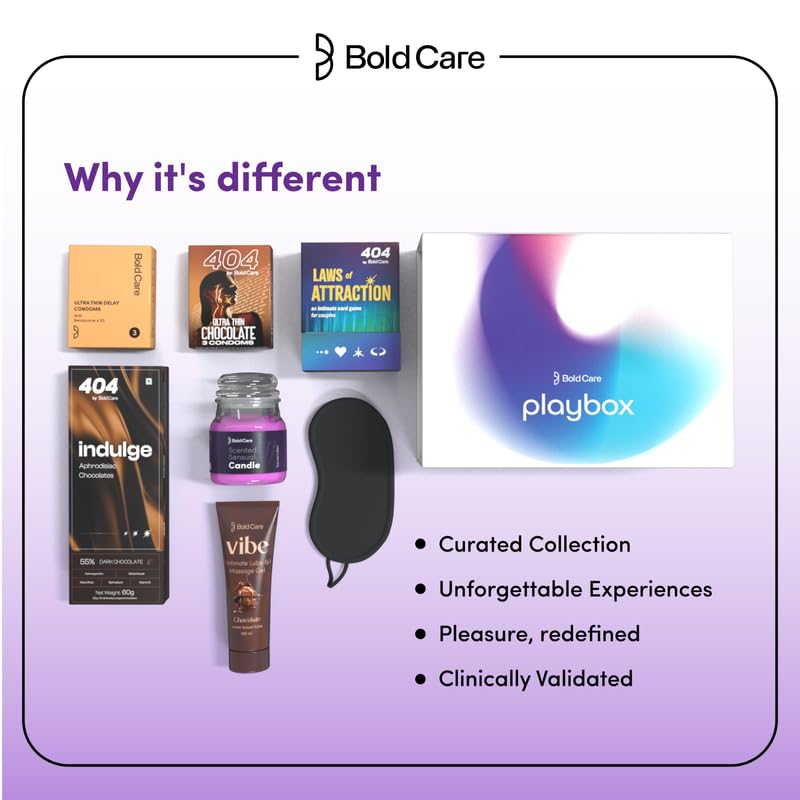Image of Bold Care Playbox Couples Kit for Date Nights | Condoms, Lubes & Accessories for Deeper Connections | Mood-enhancing Dark Chocolate | Card Game for Couples | Gifting Set for him & her