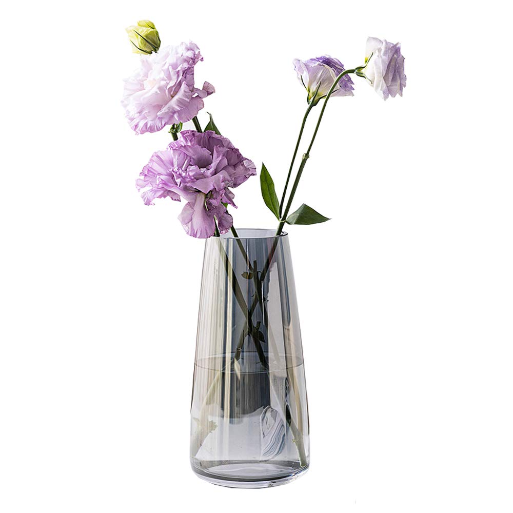 Aoderun Glass Vase for Flowers Modern Vases Home Decor Unique Flower Vase for Bouquet 8.7" Centerpiece Vase Decor Room,Bedroom,Living Room,Library,Office,Table,Entryway,Modern Farmhouse(Grey)