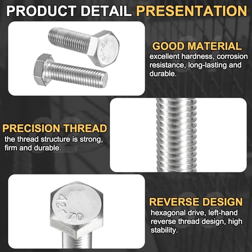 Tornillos M12 de acero inoxidable 304, cabeza hexagonal totalmente roscada, 40mm, 4 uds 3