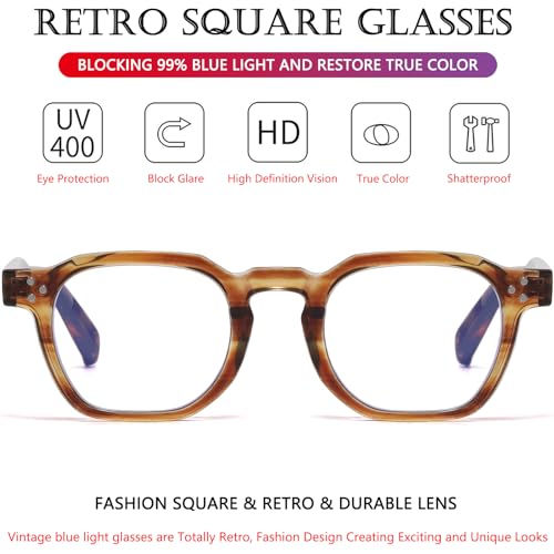 Image of AIEYEZO Retro Blue Light Glasses for Men Women Square Thick Framed Eyeglasses Trendy Vintage Computer Glasses