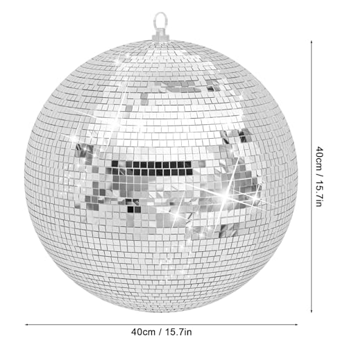 Bola espejada plateada grande con superficie reflectante brillante, para colgar, ideal para bodas grandiosas, diámetro 16 pulgadas miniatura 2