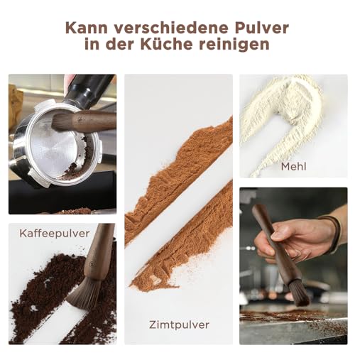 Image of ecooe Barista Brush - Vegan Coffee Brush Cleaning Brush for Coffee Grinder or Portafilter, Coffee Machine Accessories Cleaning Brush with Wooden Handle, Coffee Tool for Barista (Pack of 1)