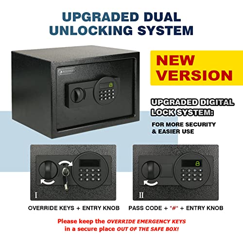 Roloway Steel Safe Box (0.8 Cubic Feet), Money Safe For Home Safe, Lock Box With Fireproof Bag For Cash Safe, Security Safety Box For Document Safe, Fireproof Safe With Key (Black Digital Keypad) #TOP3