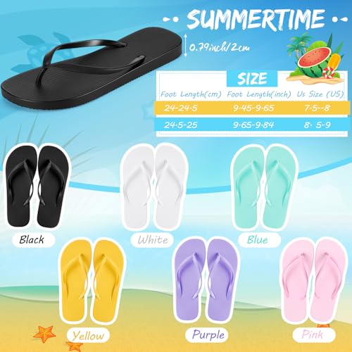 6 Pairs Flip Flops for Women Colorful Soft Lightweight Non Slip Shower Flip Flops for Summer Beach Pool Wedding Party2