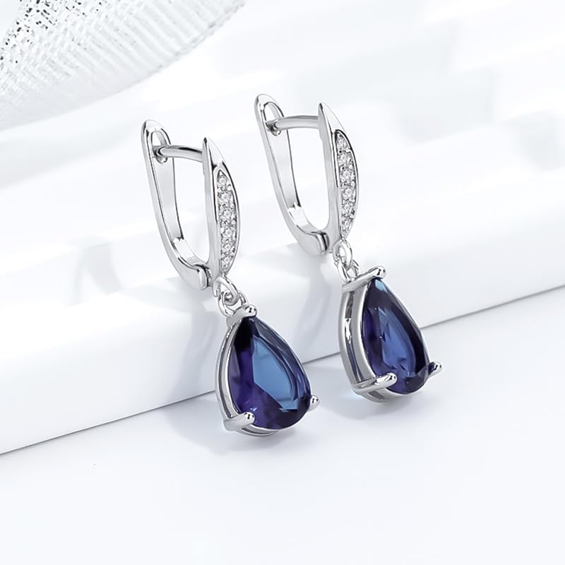 Trendy 14k Gold Plated Huggie Dangle Earrings for Women Round Cut Cubic Zirconia Trendy Drop Dangle Earrings Lightweight Hypoallergenic Gold Jewelry Gifts for Womens - Image 8