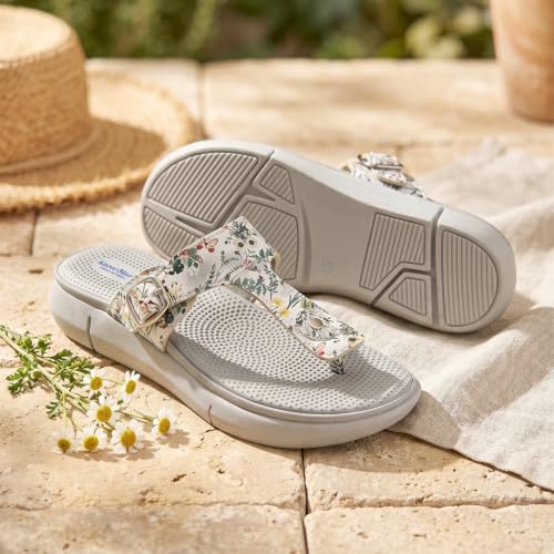 Image of KazarMax Amelia Lightweight | Cushioned | Bounce Back | Floral Printed Flat Thong Sandals For Women