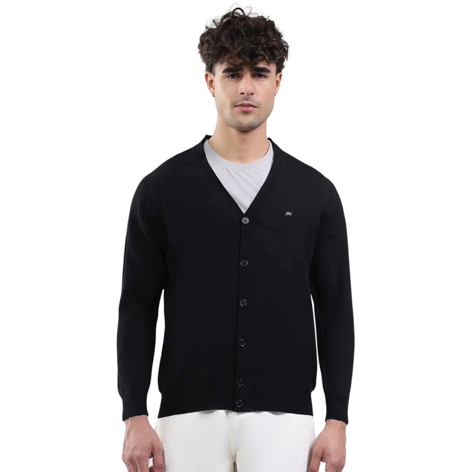 Men Regular Fit Solid V Neck Button Closure Full Sleeve Winter Cardigan| Warm Woolen Sweater for Men | Stylish Full Sleeve Knitted Cardigan | Soft Comfortable Winter Wear (Pack of 1)