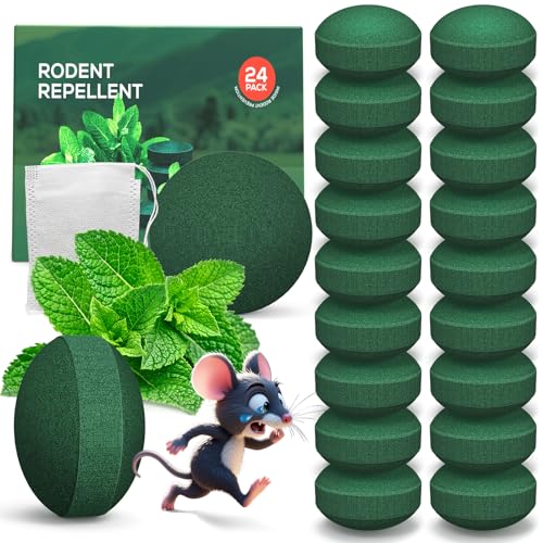 24 Pack Rodent Repellent Pouches, Peppermint Oil Rodent, Mice, Squirrel,
