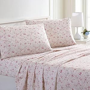 Modern Threads Parure de lit Douce et imprimée en Microfibre – Comprend Un Drap Plat, Drap-Housse avec Poches Profondes et taies d’oreiller – Rose Cachemire – Lit Double