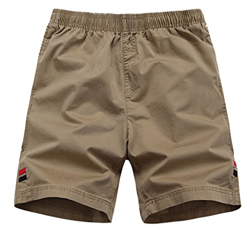 YGT Men's Full Cotton Full Elastic Waist Cargo Performance Baseline Short Yellow