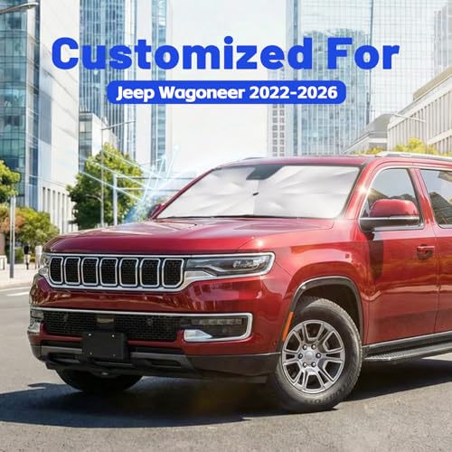 Image of Car Windshield Sun Shade for Jeep Wagoneer 2022-2026 -[Reflective Coated Fabric] Sunshade Umbrella for Front Window, Car Shades Sun Visor Keep Car Cool and Protects Interior, 1:1 Exact Fit