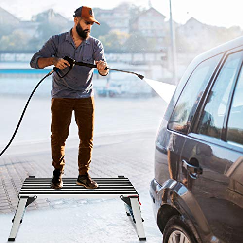 Gimify Work Platform Aluminum Folding Step Ladder Drywall Stool Portable Bench Non-Slip, 330lbs Capacity