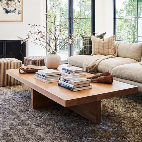 Hwijk Rustic Solid Wood Coffee Table,Large Coffee Tables with Cross