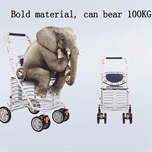 HYY-YY Einkaufstrolley mit Sitz und vier Rädern (Farbe: Weiß, Größe: 82 x 55 x 45 cm) – Bild 8