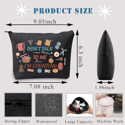 PLITI Don't Talk to Me I'm Counting Funny Knitting Bag for Crocheting Mom Grandma Makeup Bag Knitting Lover Gift (Talk to Counting blU) - Image 2